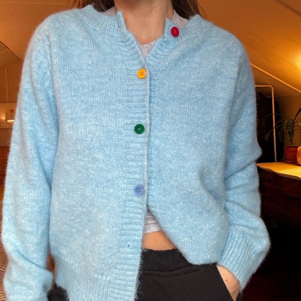 Cardigan with Colorful Buttons